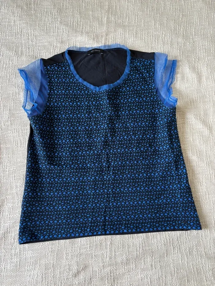 T-shirt bleu et noir style Cop Copine – Taille 40