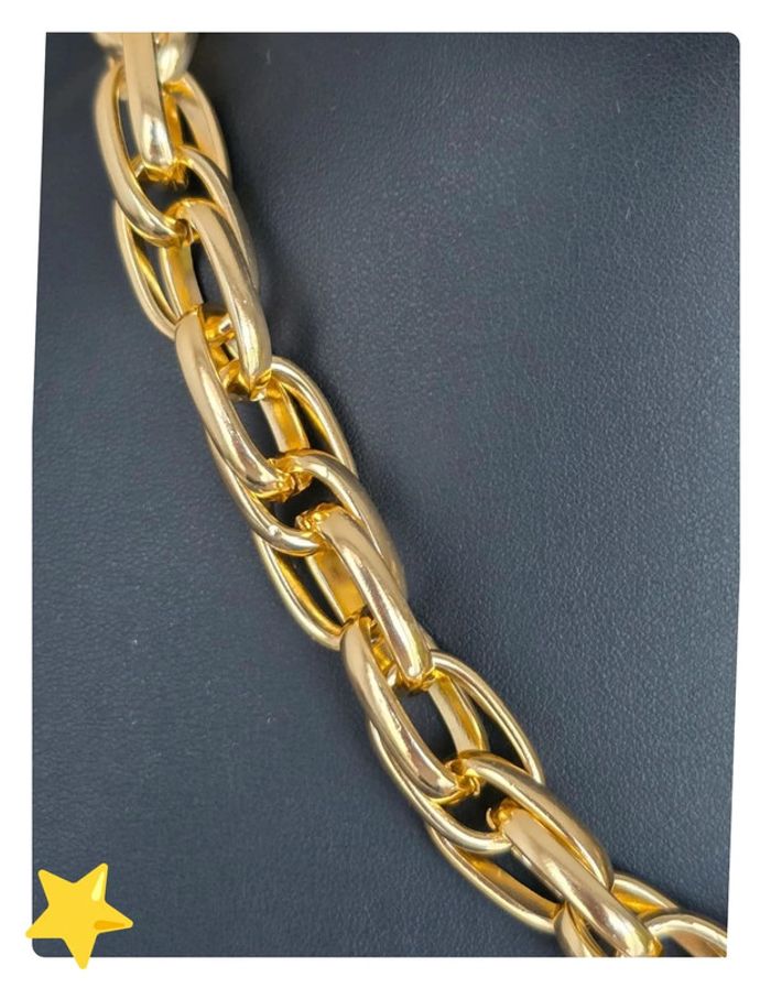Collier grosse maille pendentif cœur dorée longueur 42-48cm - photo numéro 3