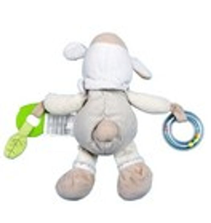 Doudou peluche mouton beige MOTS D'ENFANTS bandana activités feuille anneau - photo numéro 2