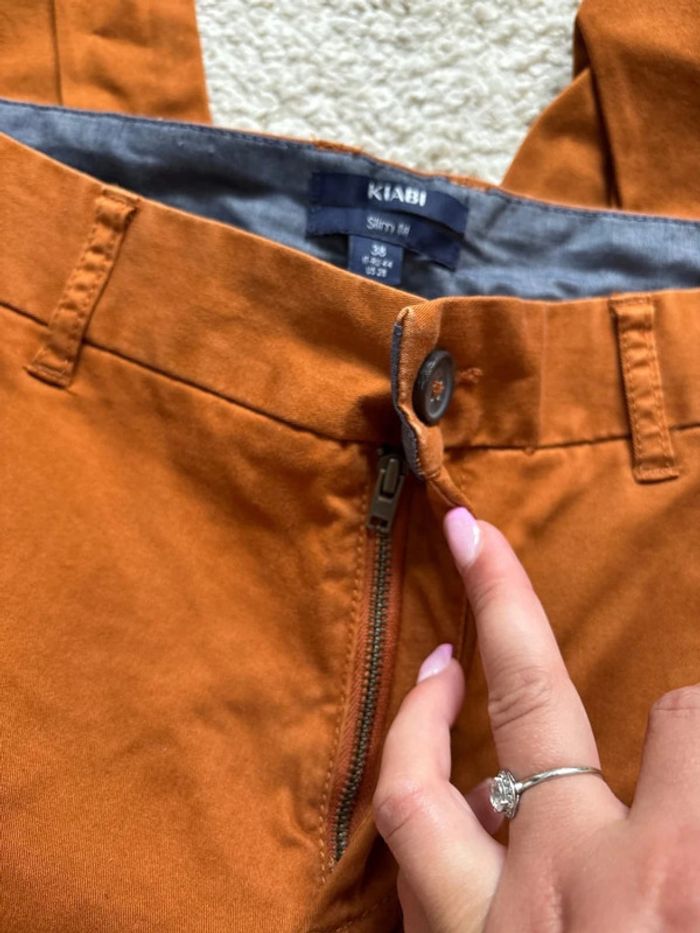 Chino marron orangé slim taille 38 - photo numéro 3