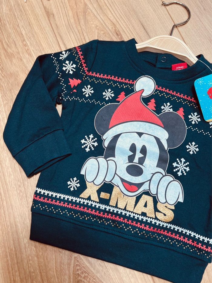 Taille 6 mois sweat-shirt de Noël NEUF garçon Disney bleu marine * Mickey * 💙 - photo numéro 2