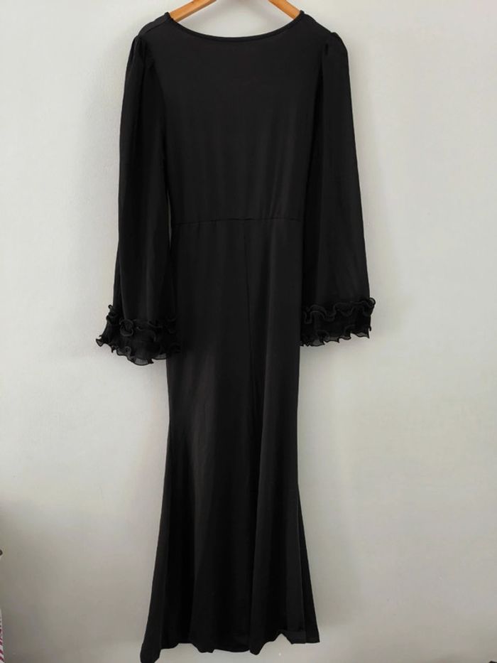 Robe longue noire Shein taille L manches transparentes volantées - photo numéro 3