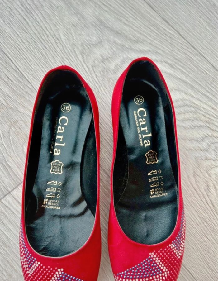 Ballerines rouges en cuir - Pointure 36 - Carla - Neuves - photo numéro 3