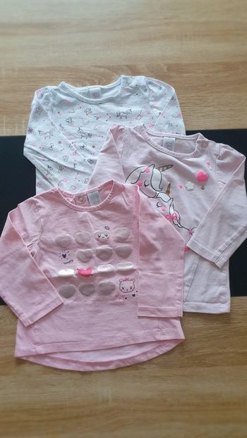 Lot de 3 tee-shirts manches longues 74 cm