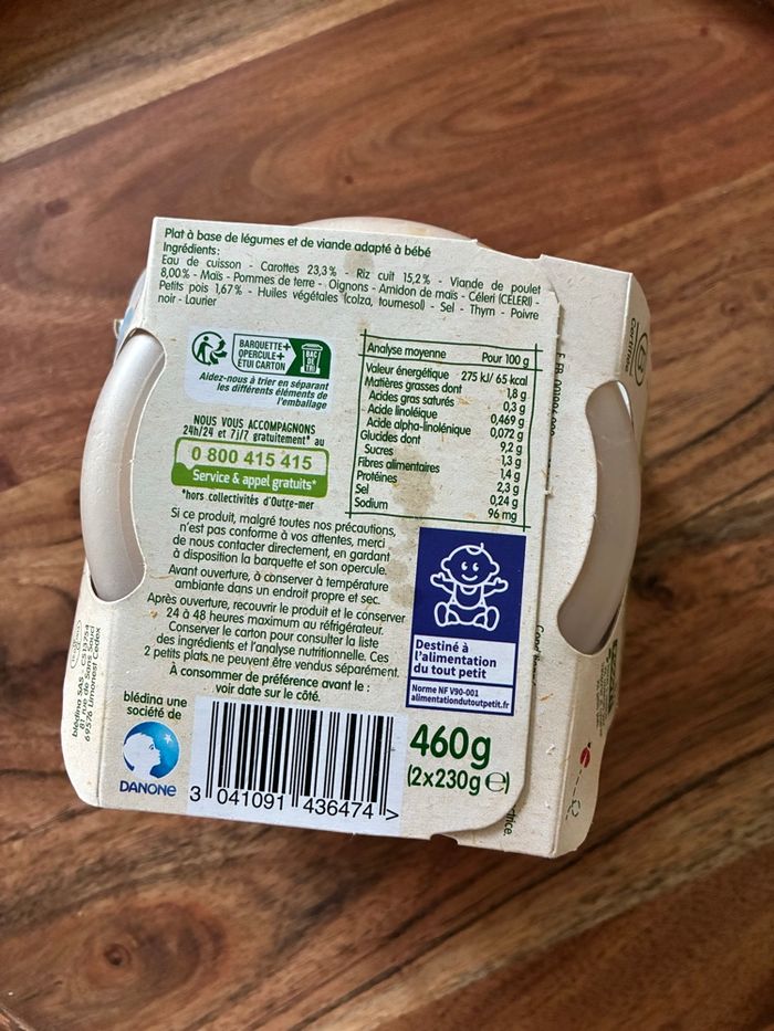 Repas bébé riz aux légumes et poulet - dès 12 mois - marque bledina - neuf avec étiquette - photo numéro 3