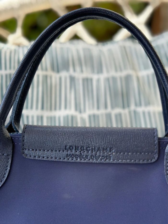 Sac Longchamp bleu marine toile et cuir - photo numéro 6