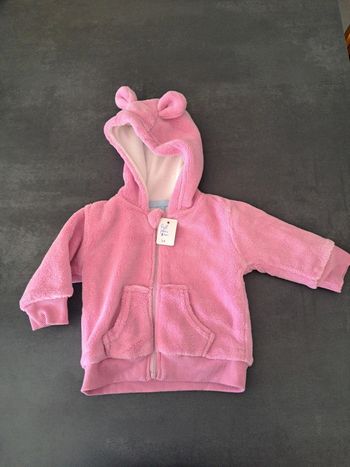 Gilet polaire capuche 9m rose