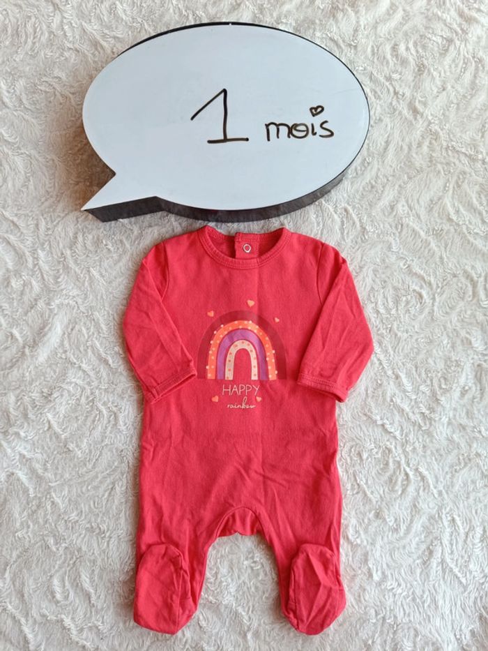 Pyjama été léger Fille 1 mois Arc en ciel happy rainbow Kiabi Eco conception 100% coton bio