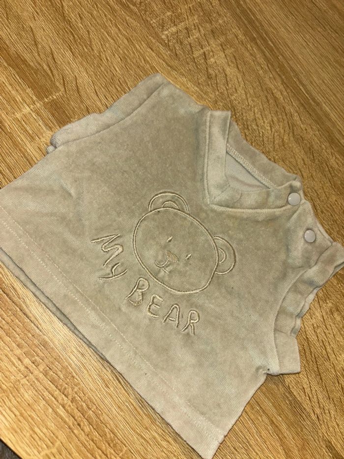 Haut pull bébé 0/1 mois motif ourson - photo numéro 2