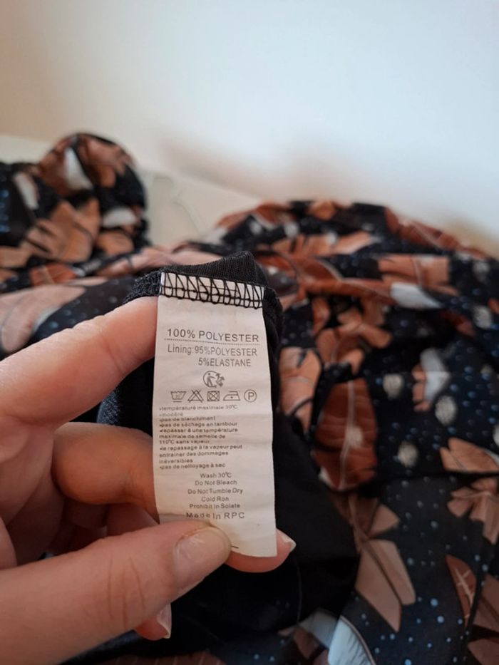 Robe longue noire asymétrique à motifs Papillone taille S 36 - photo numéro 12