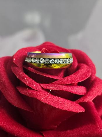 Bague multicolore avec ses zirconium en acier inoxydable