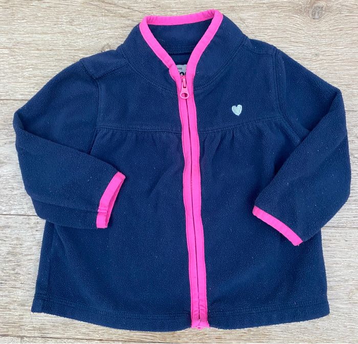 Polaire pull chaud zip fermeture éclair bleu fille 18 mois Oshkosh
