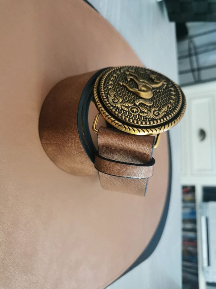 Ceinture de cowboy country cheval doré - photo numéro 3