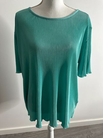 T-shirt plissé vert satiné Vintage T44 XXL