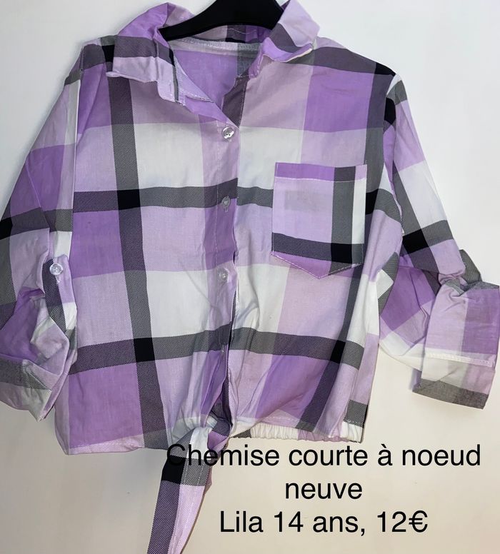 Chemise à carreaux lila