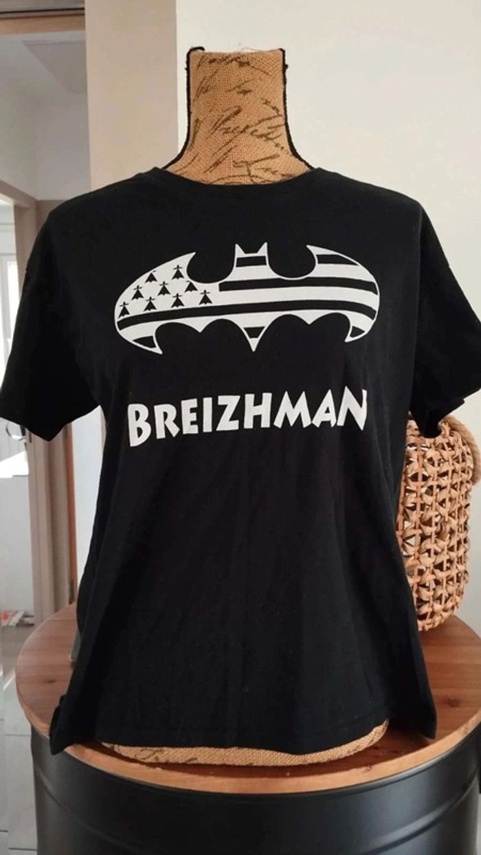 Tee shirt noir motif blanc breizhman taille m - photo numéro 2