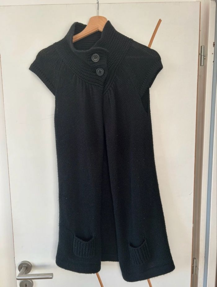 Gilet long sans manches noir