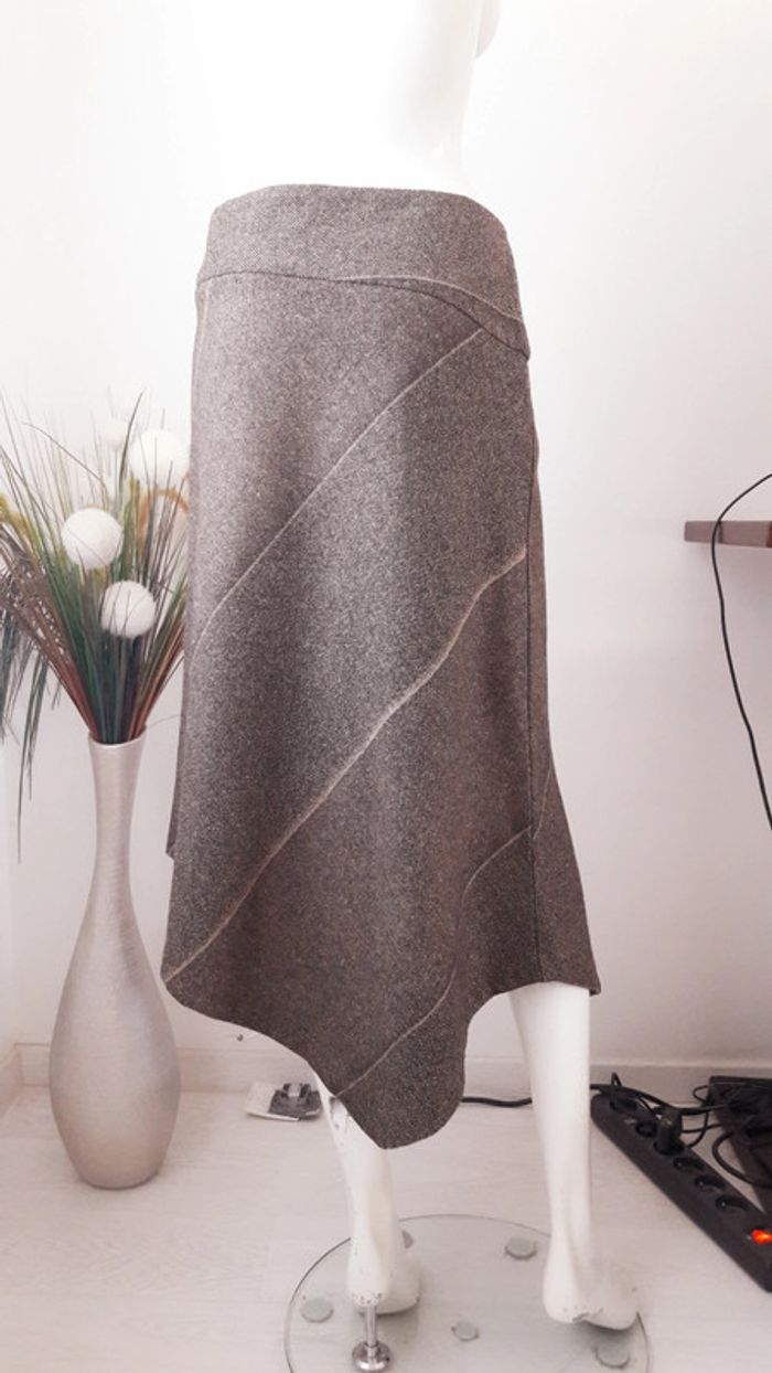 Jupe asymétrique marron chiné - photo numéro 3