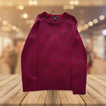 Pull Tricot H&M BASIC - Rouge Chiné Noir