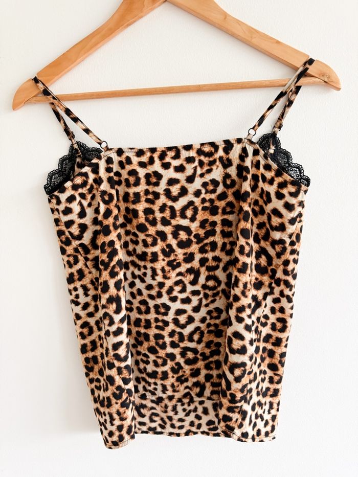 Top débardeur léopard marron beige noir camaïeu taille 36 S - photo numéro 4