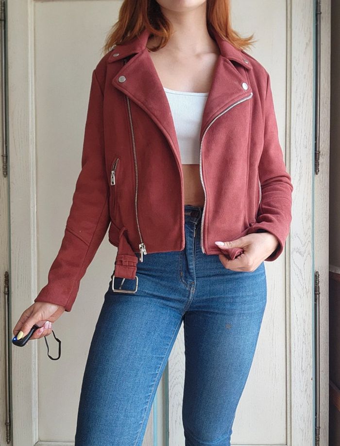 Perfecto suedine ocre ceinture Jennyfer - photo numéro 5