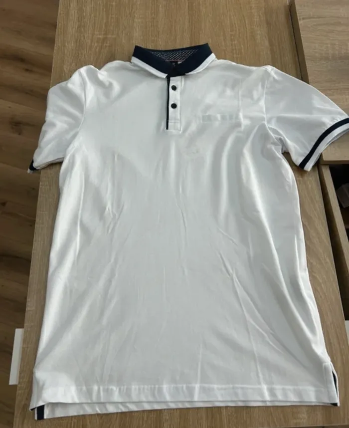 Polo homme taille L neuf blanc et marine tshrit homme polo homme 40 - photo numéro 3