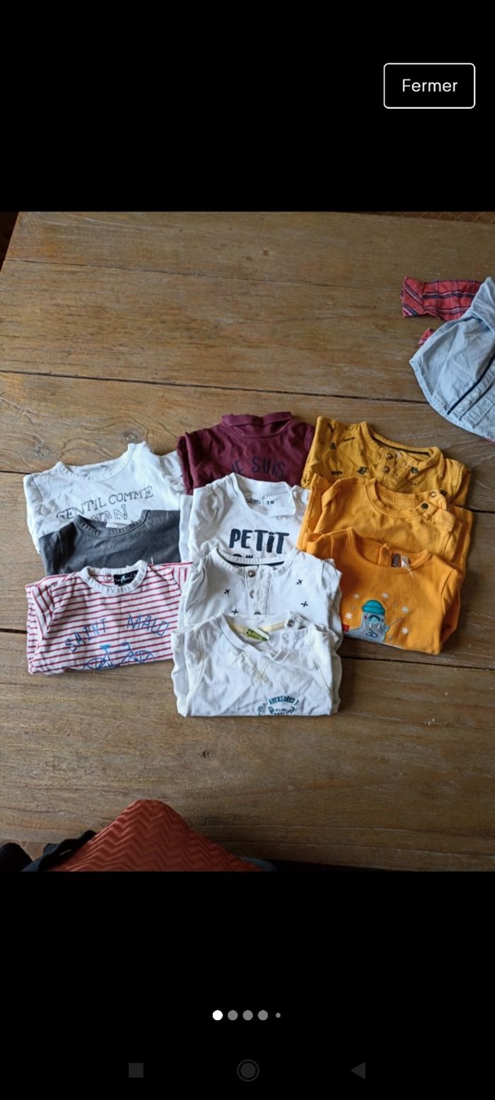 Lot 10 tee-shirts manches longues 3 mois