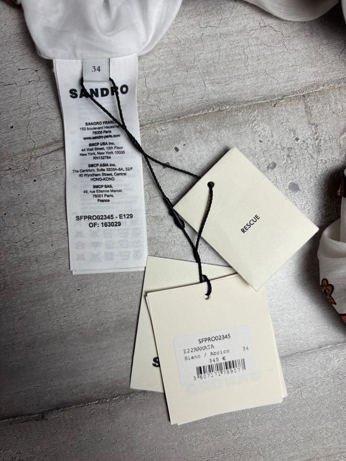 Robe Sandro blanc abricot T34 neuve - photo numéro 2