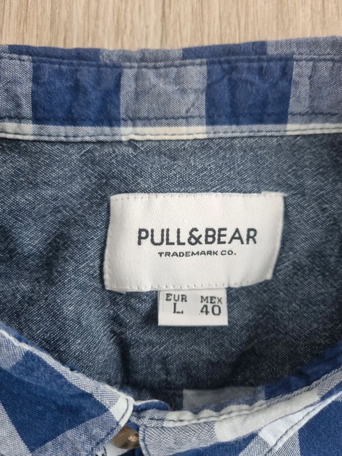 Chemise à carreaux bleue Homme Pull & Bear Taille L - photo numéro 2