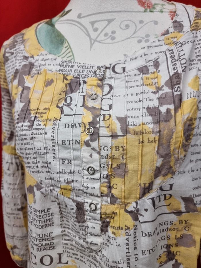 Armand Thiery blouse motif floral jaune * taille 4 * - photo numéro 3