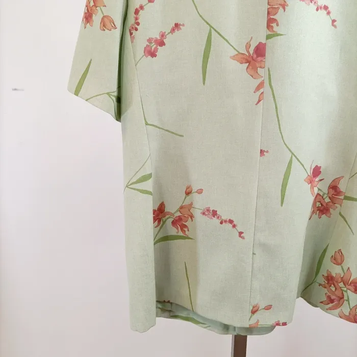 Veste imprimé floral vert pastel manches courtes Diane Laury taille 48 habillée A1335 - photo numéro 9