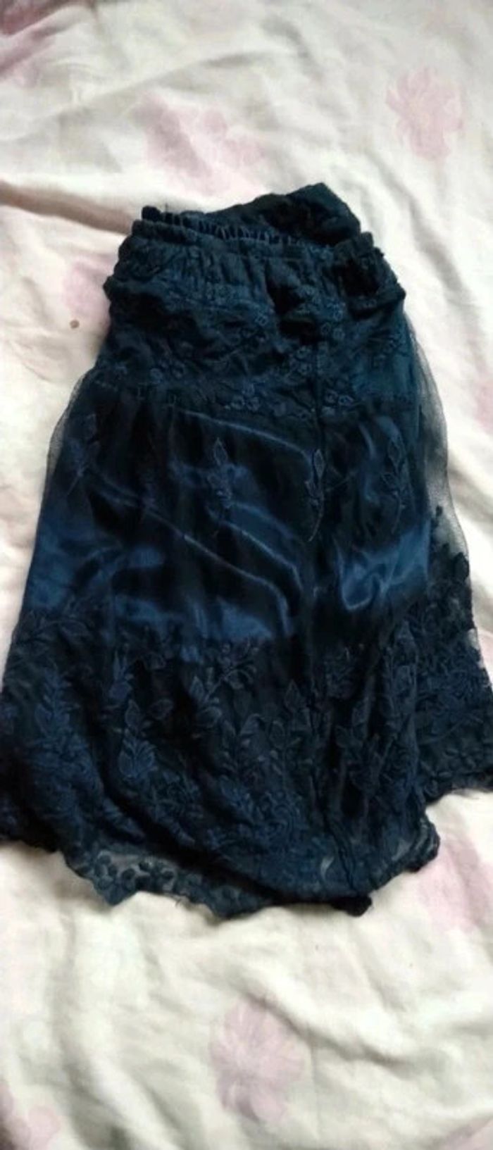 Jupe de fête volantée en tulle et broderies marine femme taille unique it hippie - photo numéro 7