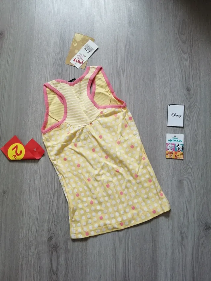 Débardeur jaune et blanc avec motifs pomme / on the town / (8ans) - photo numéro 2