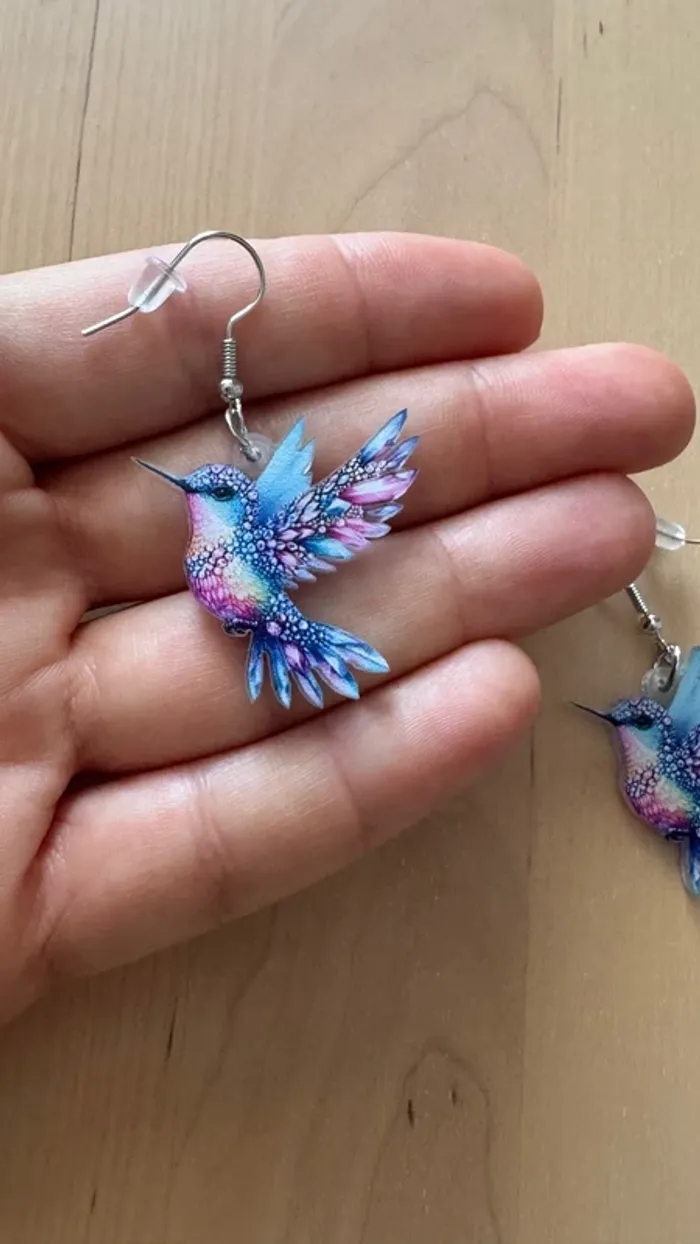 Jolies boucles d’oreilles colibris - photo numéro 2
