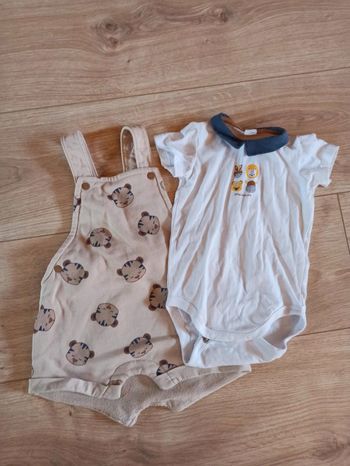 Ensemble garçon barboteuse short salopette bodie polo