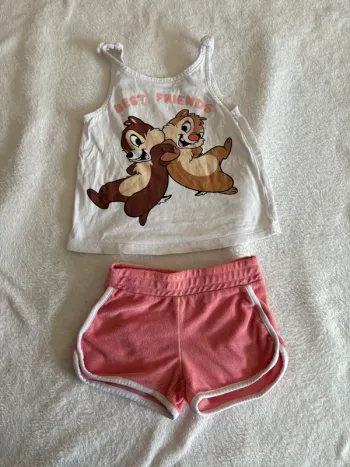 Ensemble Disney Chip & Dale « Best Friends » Débardeur + Short corail – Taille 3 ans