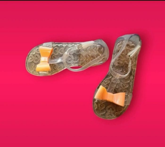 Sandales en plastique transparentes nœuds orange pointure 27 - photo numéro 2