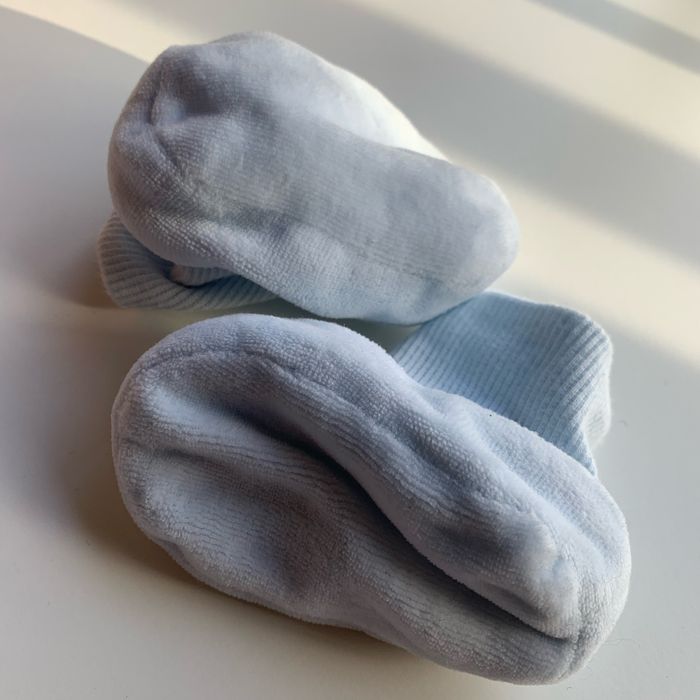 Chaussons velours 0-1 mois bleu - photo numéro 3
