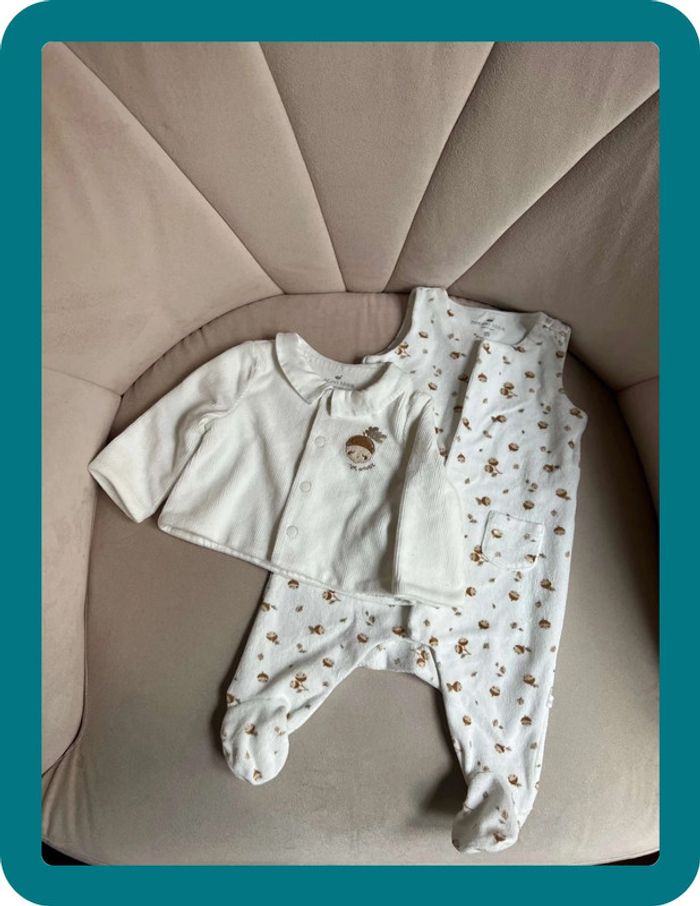 Ensemble deux pièces velours noisettes mixte 3 mois - Sergent Major - photo numéro 2