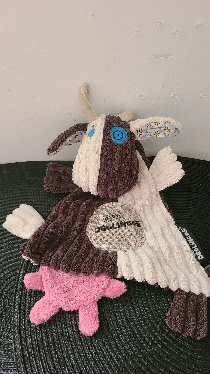 Les Déglingos Milkos la vache Baby doudou plat beige marron - photo numéro 2