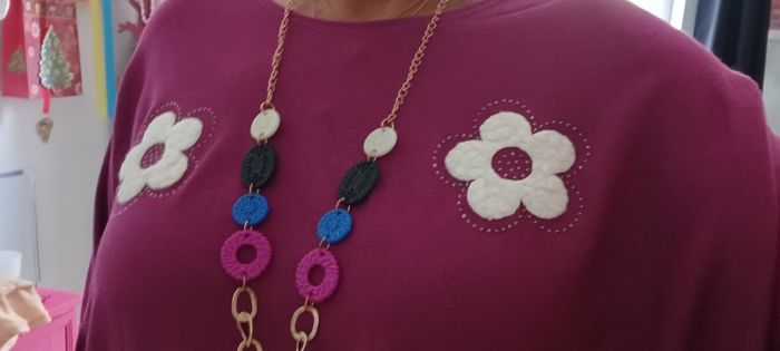 Très joli pull oversieze avec des fleurs femme T U - photo numéro 5