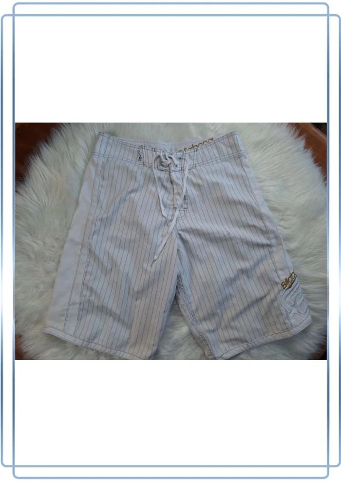 Boardshort Billabong Homme – Taille 31 – Blanc rayé broderie or/argent (598)
