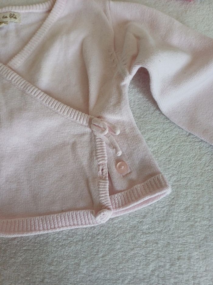 Gilet cache-coeur rose 6 mois - photo numéro 3