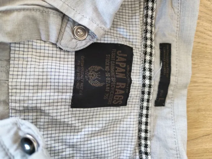 Chemise Japan Rags homme – style militaire – gris à carreaux fins – Taille L - photo numéro 3