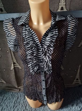 Chemise transparente à pois et rayures taille 36