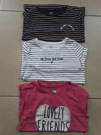 Lot 3 t-shirts ML fille 8 ans TBE