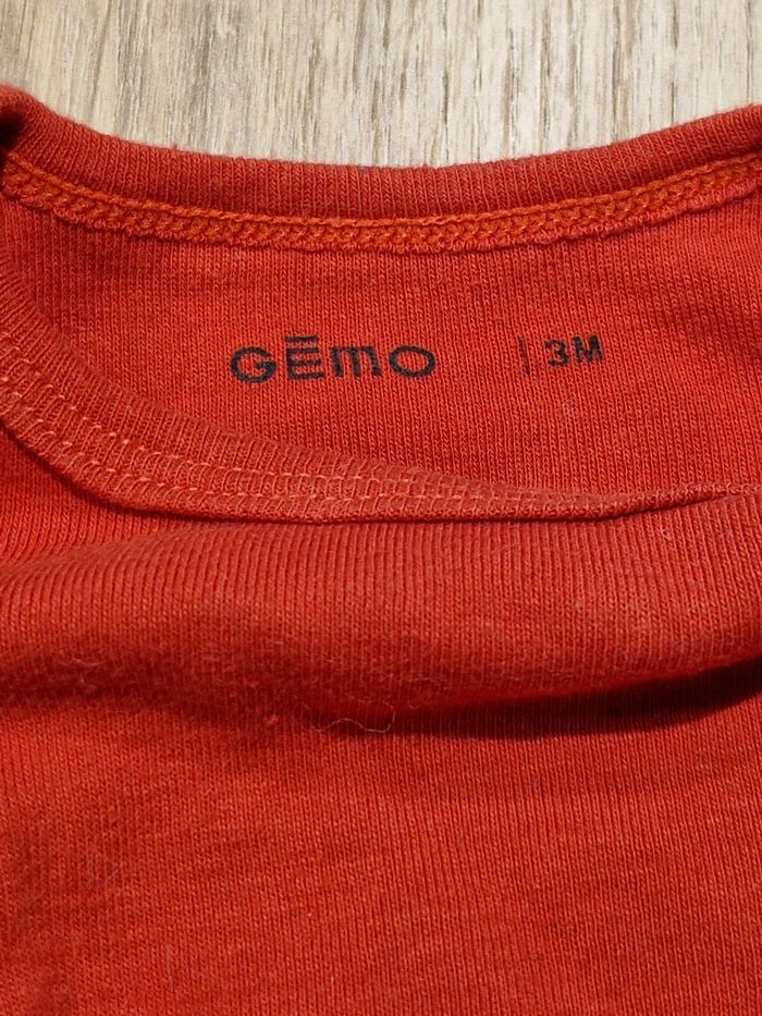 Body Gémo Bébé Orange foncé Manches Longues – Taille 3 Mois 60 cm - photo numéro 3