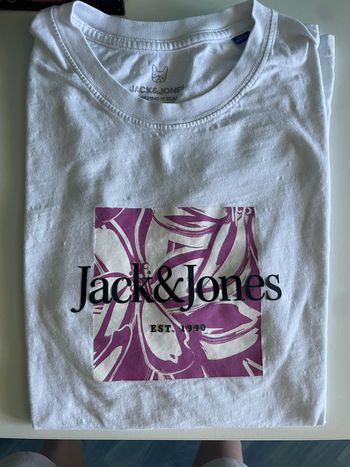 T-shirt Jack & Jones blanc imprimé violet – Taille 16 ans