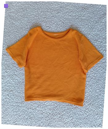 T-shirt orange nid d’abeille texturé maille – Taille estimée S/M