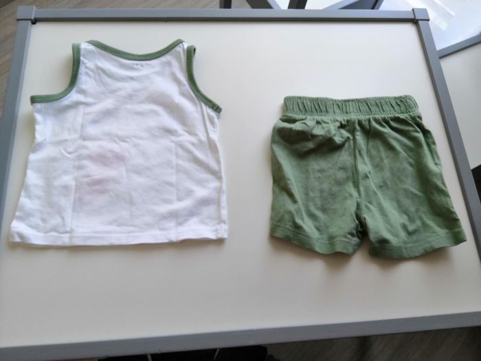 Ensemble 2 pièces (débardeur + short, Blanc et Vert) 9 mois (71 cm) La Halle - photo numéro 4
